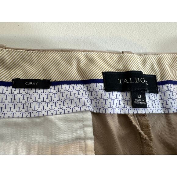 Talbots classic tan chino pants cotton stretch with pockets Sz 12 curvy - Picture 6 of 7